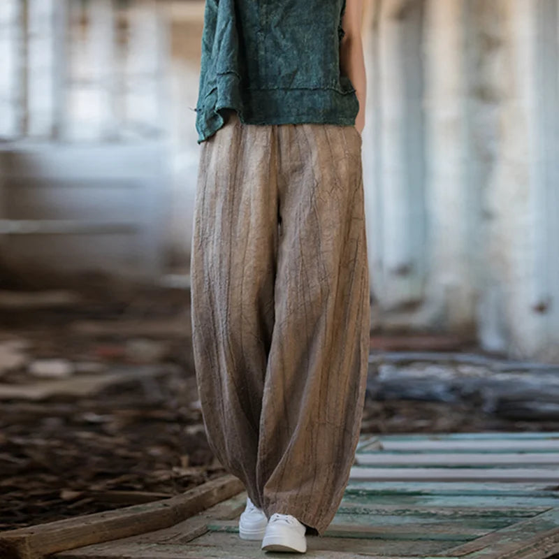 Cotton Linen Baggy Cargo Pants Women