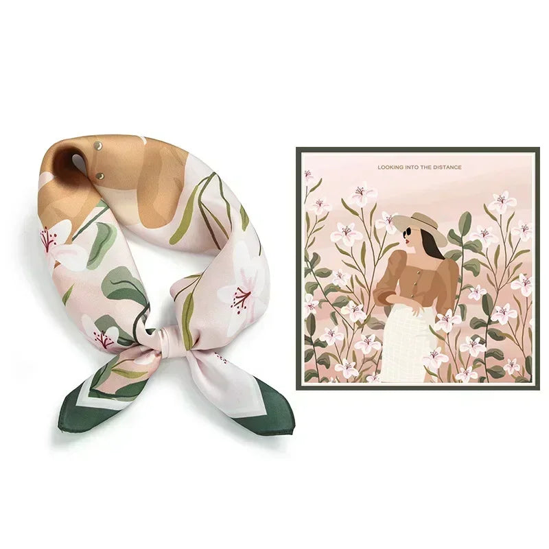 Summer Patterned Smooth Touch Silk Scarf