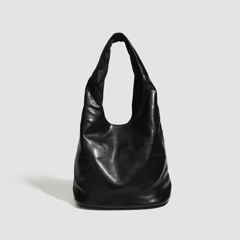 Rivet Detail Luxury Leather Bucket Bag