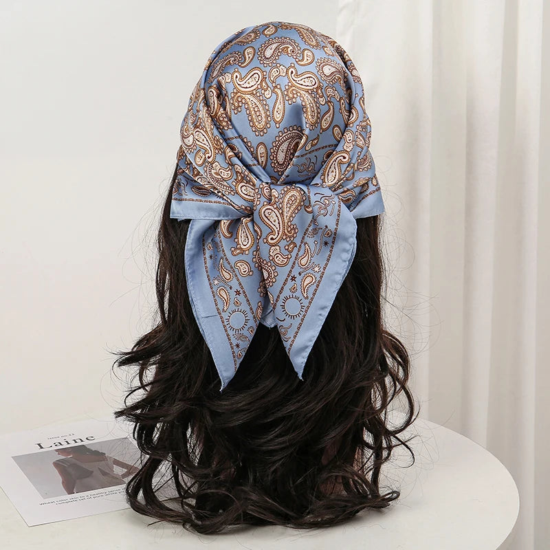 Bohemian Floral Print Silk Scarf