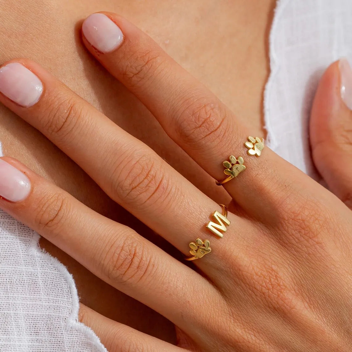 Custom Stainless Steel Dog Paw Memorial Ring