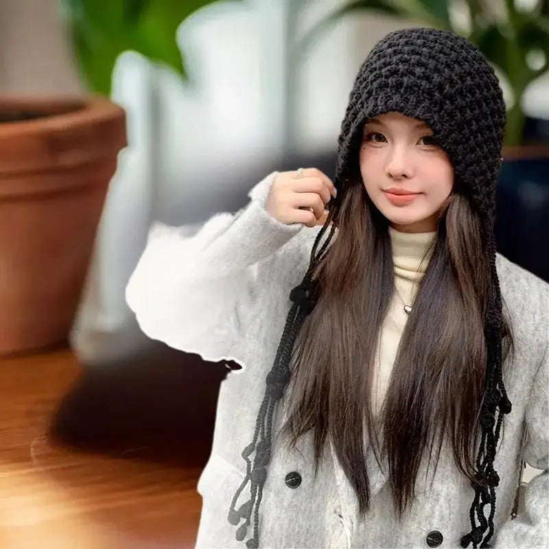 Thickened Knitted Baotou Hat with Tassel