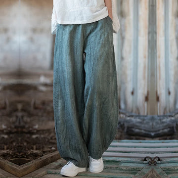 Cotton Linen Baggy Cargo Pants Women