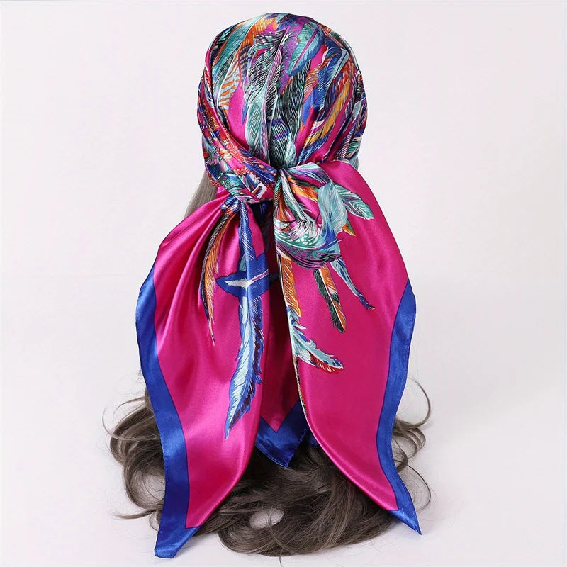 Satin Square Hijab Elegant Silk Neckerchief