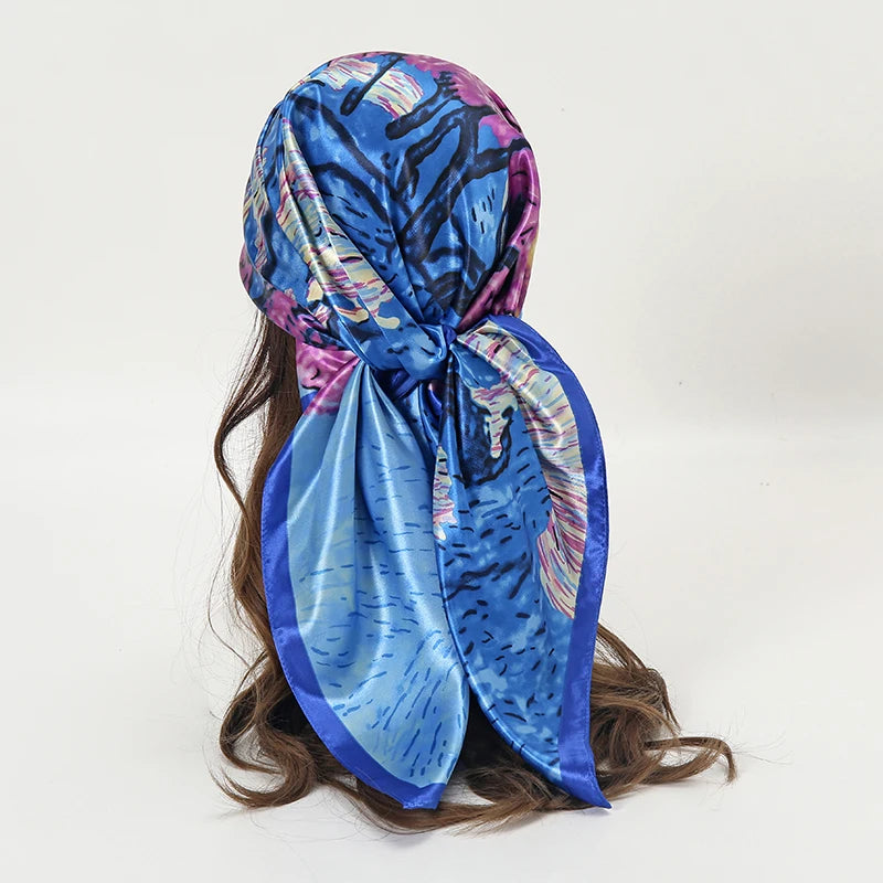 Satin Square Hijab Elegant Silk Neckerchief