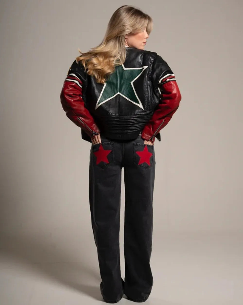 Vintage Star Print High Waist Jeans Women