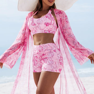 Push-Up Tankini Three-Piece Swim Set Women