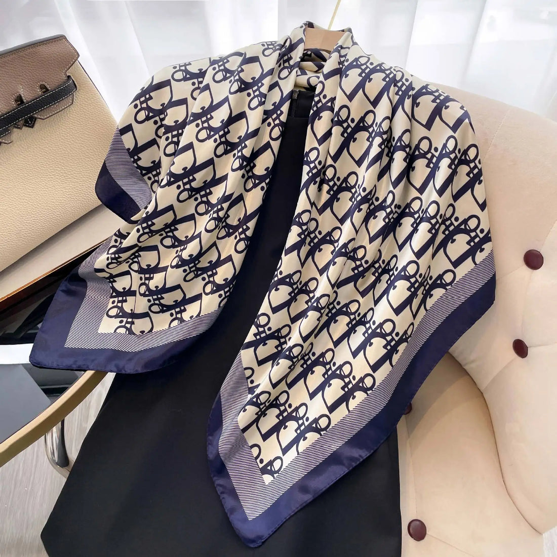 Vintage Printed Silk Neck Hair Scarf