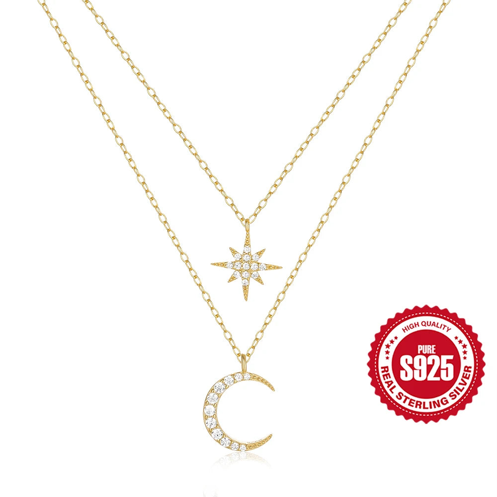 S925 Silver Octagonal Star Zircon Necklace