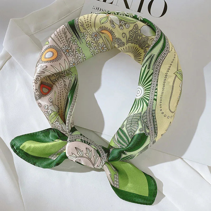 100% Silk Printed Neck Hair Scarf