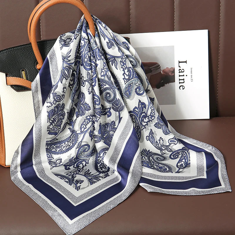 Luxury Satin Square Scarf Women