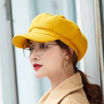 Woolen Octagonal Beret Autumn Winter Cap