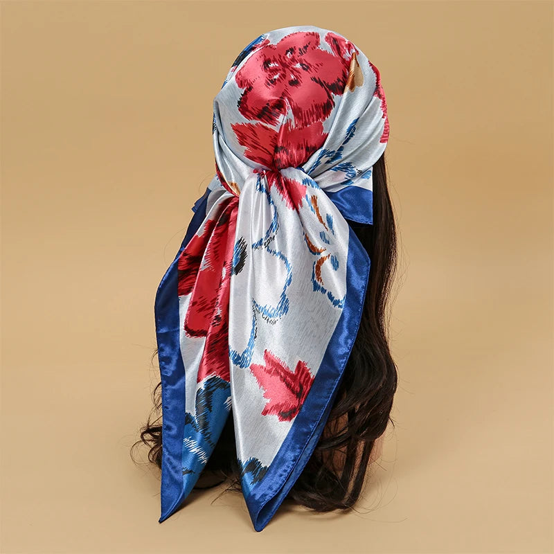 Satin Square Hijab Elegant Silk Neckerchief