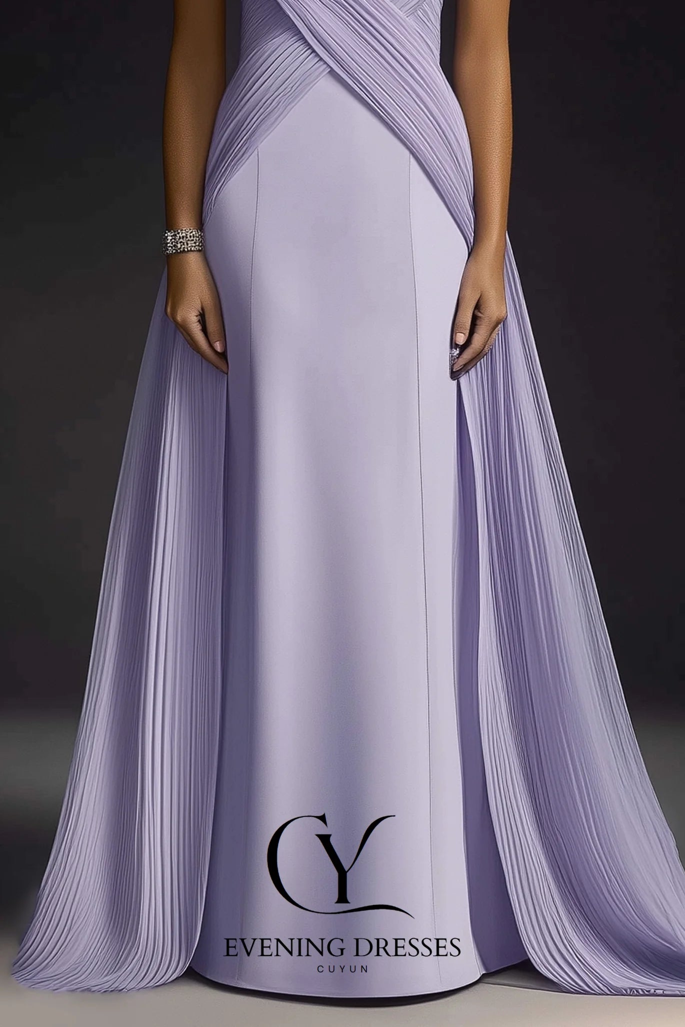 Lavender High Collar Luxury Evening Gown Women