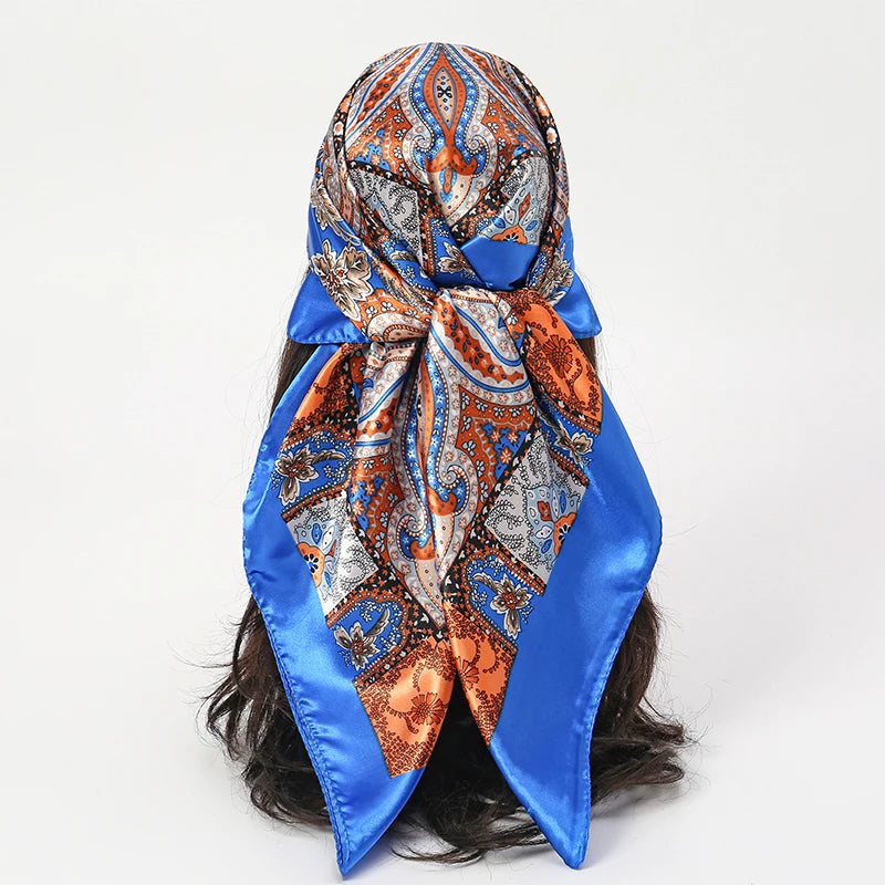 Satin Square Hijab Elegant Silk Neckerchief
