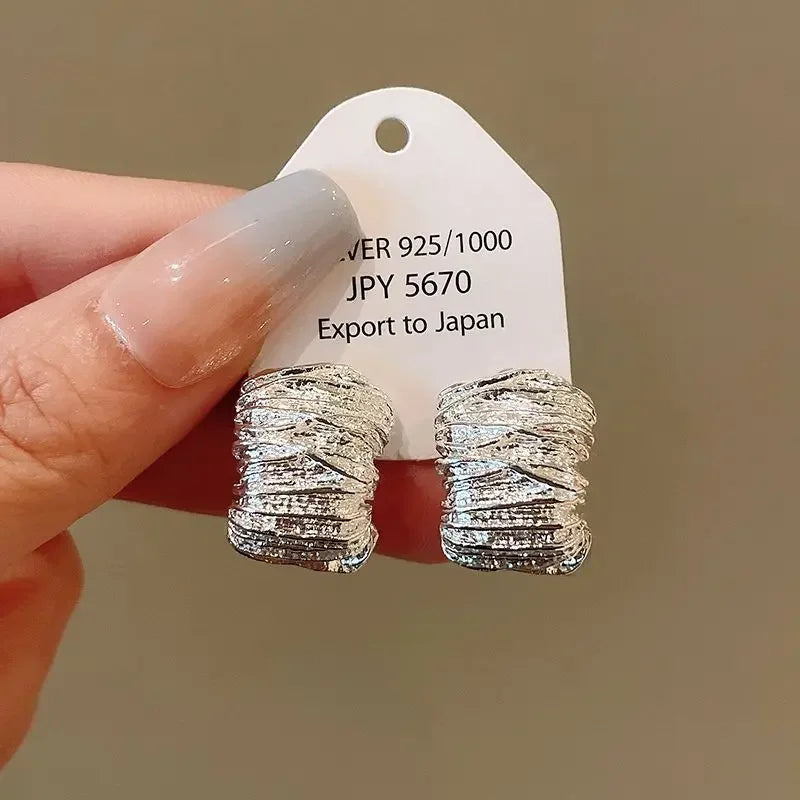 Exaggerated Ocean Shell Texture Stud Earrings