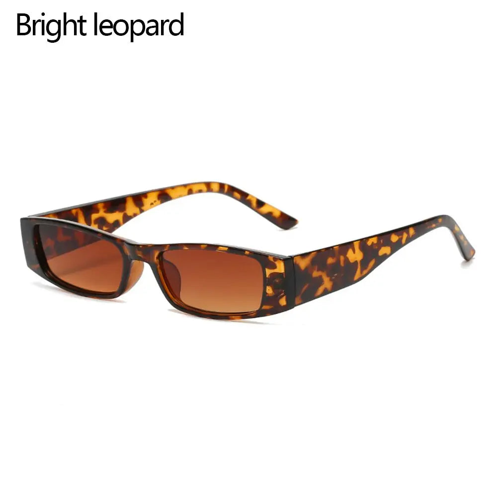 Retro Narrow Rectangle Leopard Frame Sunglasses