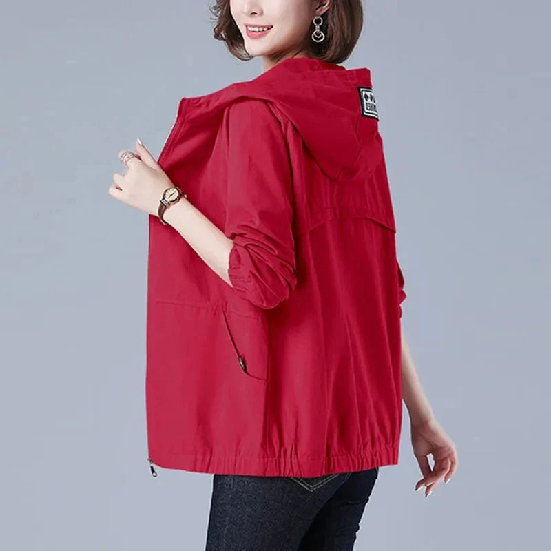 Casual Long Sleeve Hooded Windbreaker Women