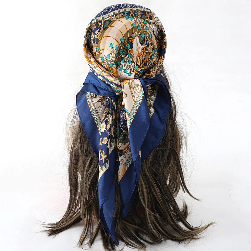 Bohemian Floral Print Silk Scarf