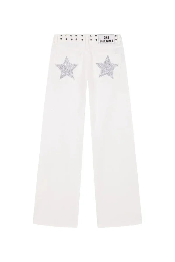 Vintage Star Print High Waist Jeans Women