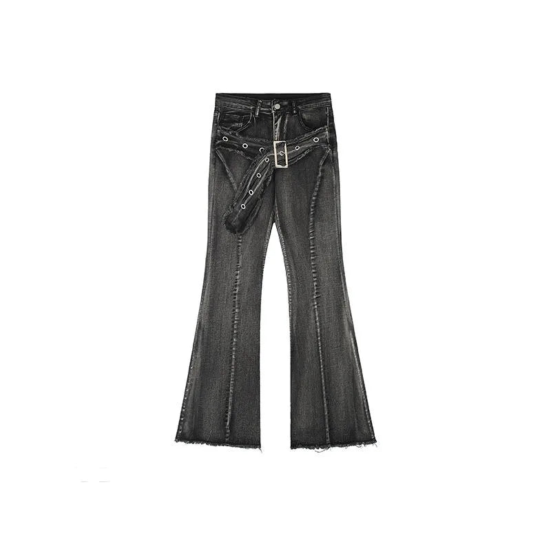 Y2K Black Micro Flared Jeans Women