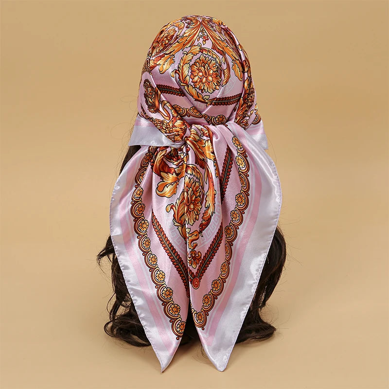Satin Square Hijab Elegant Silk Neckerchief