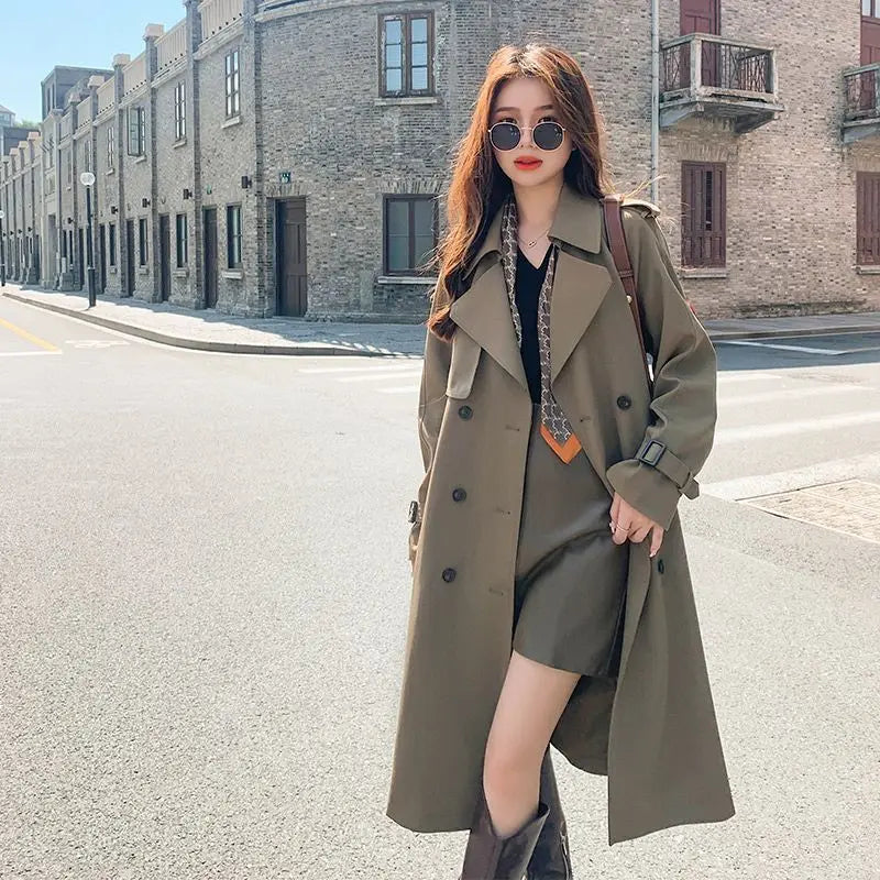 Double-Breasted Mid-Length Trench Jacket Women