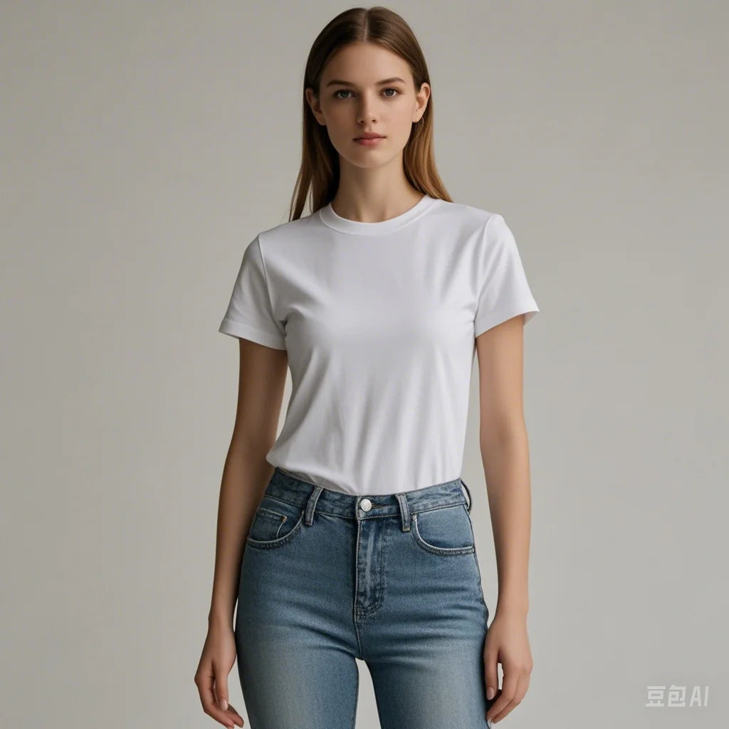 Cotton Summer Basic Tee Short Sleeve Women
