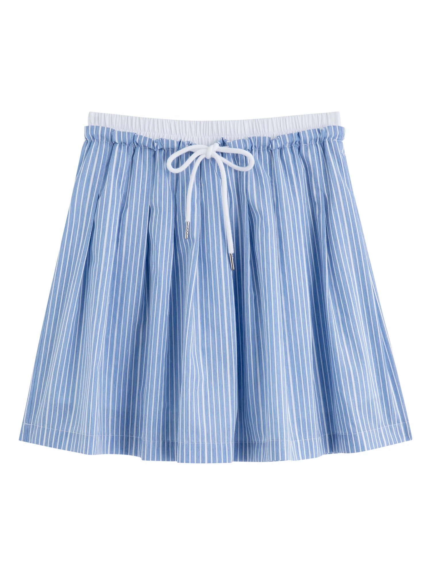 Blue Striped High-Waisted A-Line Skirt