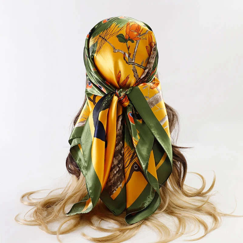 Satin Square Hijab Elegant Silk Neckerchief