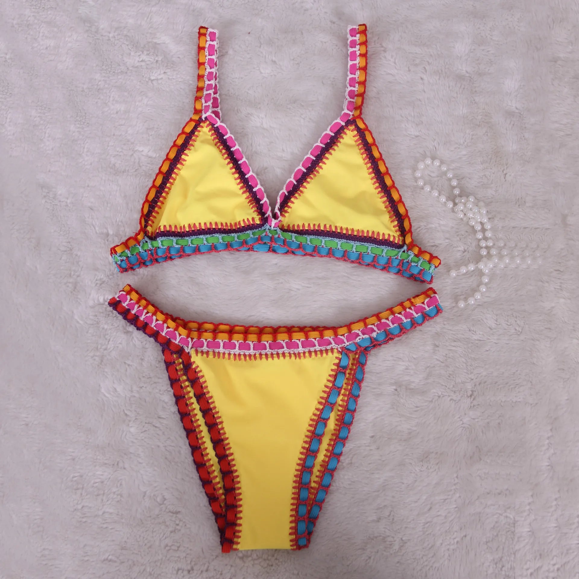 Pink Crochet Micro Bikini Set Women