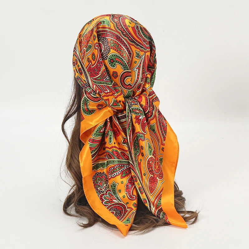 Satin Square Hijab Elegant Silk Neckerchief