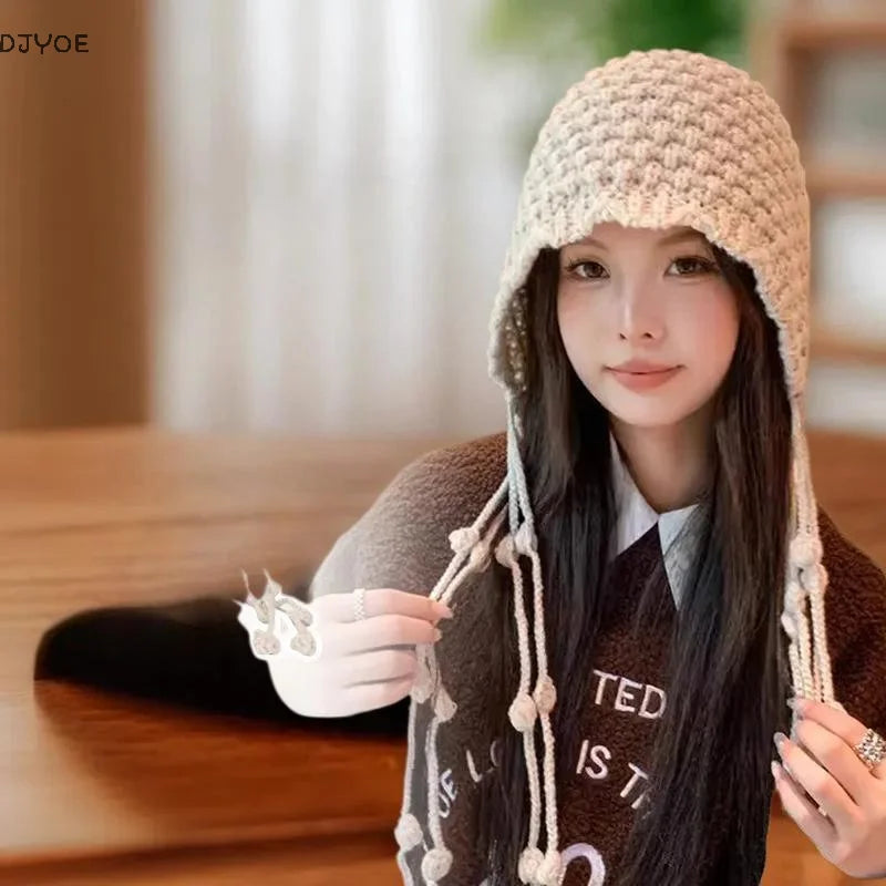 Thickened Knitted Baotou Hat with Tassel