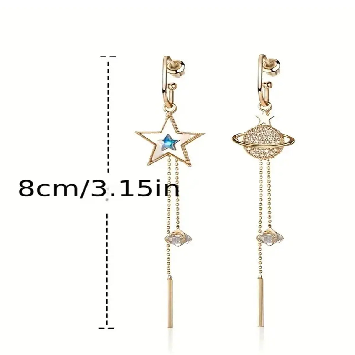 Star Earth Tassel Dangle Crystal Earrings