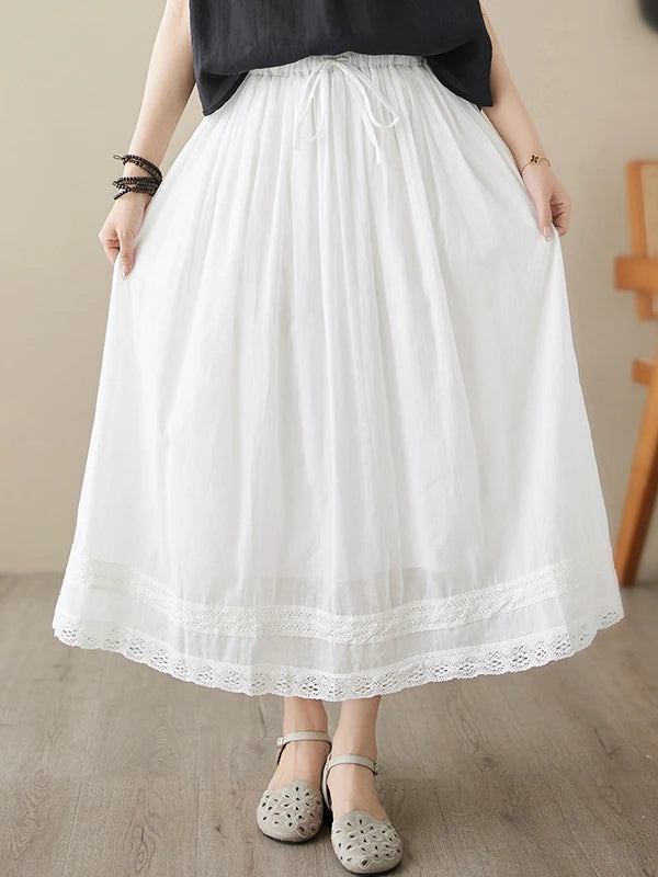 Double Layer Cotton Linen A-Line Skirt