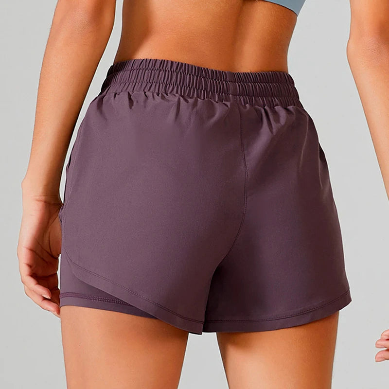 High Waist Double Layer Running Shorts