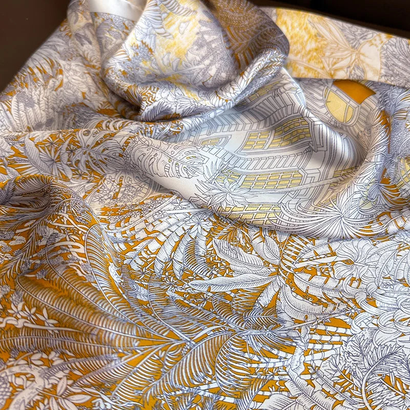 Bohemian Floral Print Silk Scarf