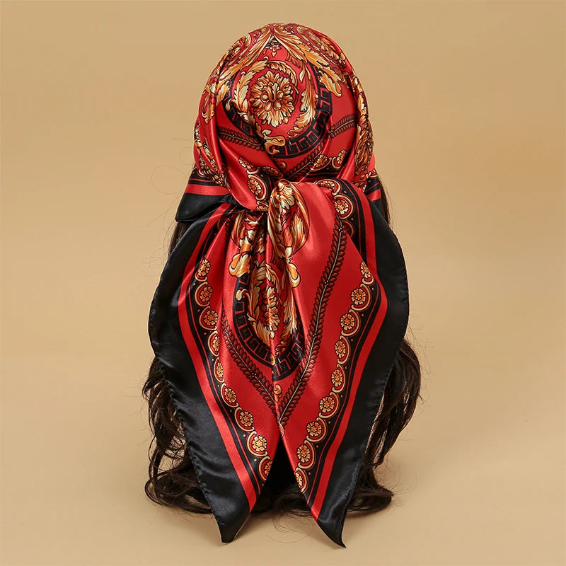 Satin Square Hijab Elegant Silk Neckerchief