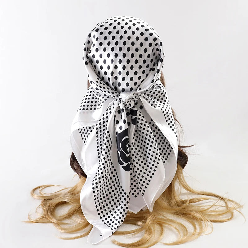 Satin Square Hijab Elegant Silk Neckerchief