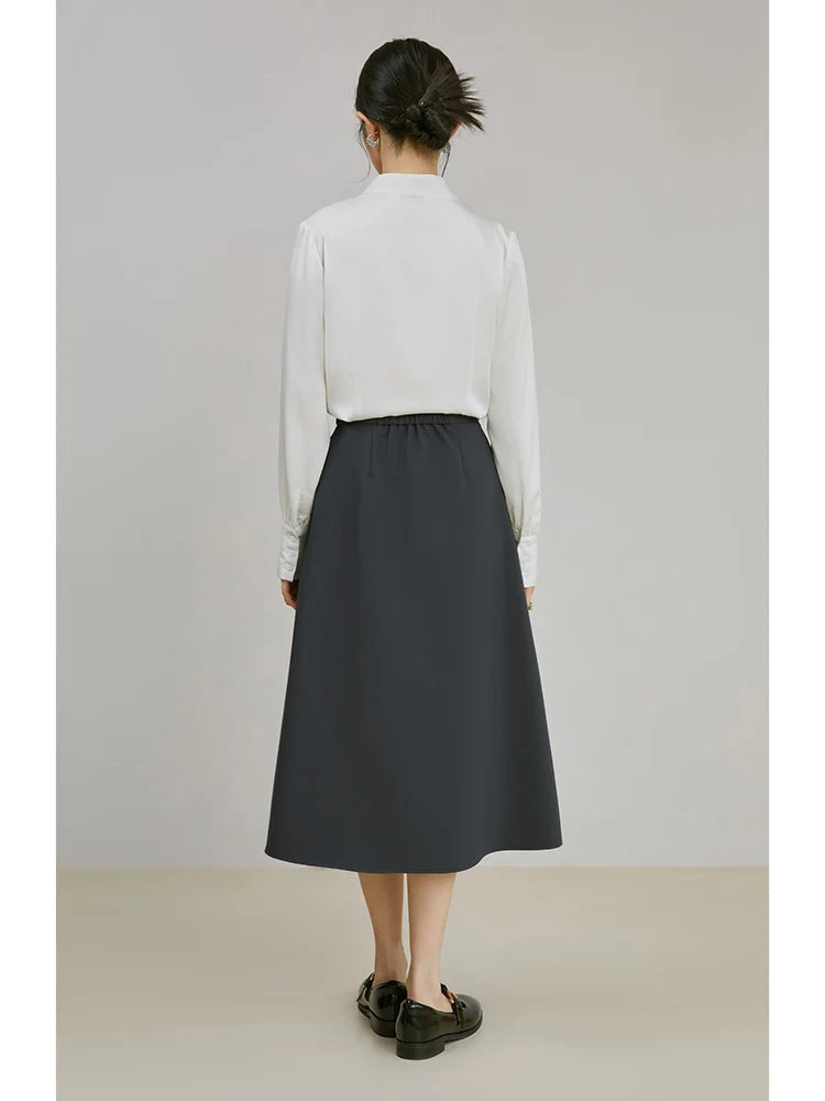 Simple Gray High Waist A-Line Skirt