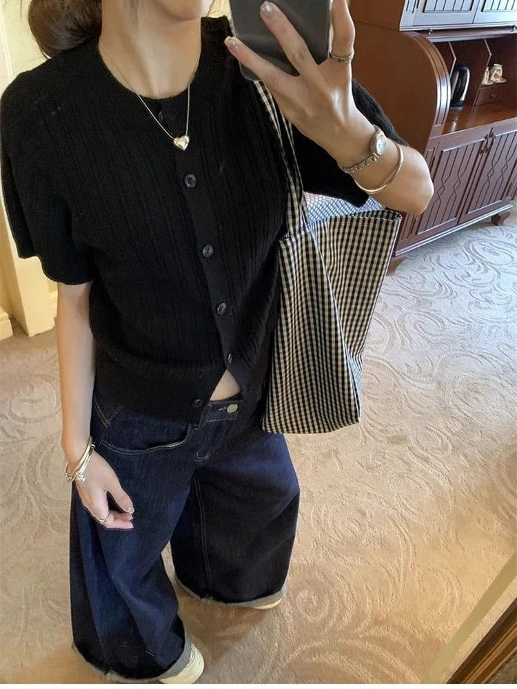 Deep Blue Loose Wide Leg Jeans