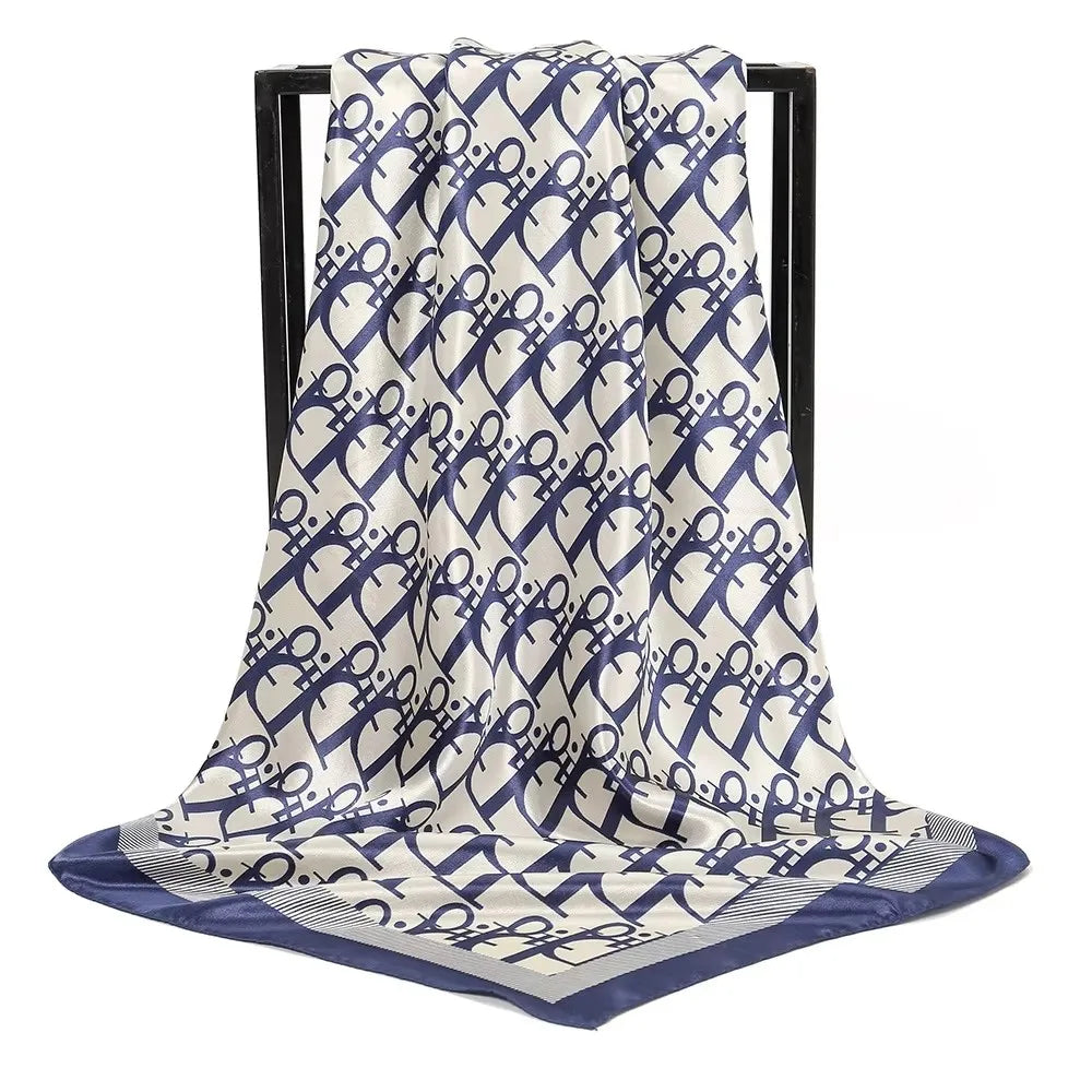 Vintage Printed Silk Neck Hair Scarf