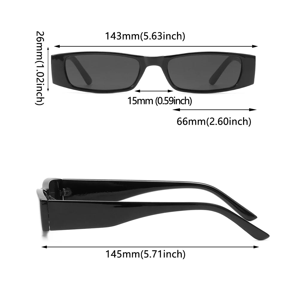 Retro Narrow Rectangle Leopard Frame Sunglasses