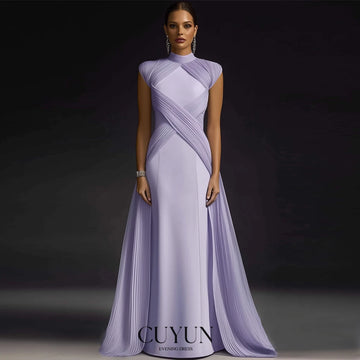 Lavender High Collar Luxury Evening Gown Women