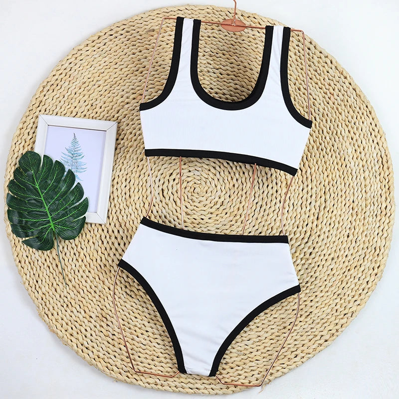 High Waist Ribbed Two-Piece Bikini Set