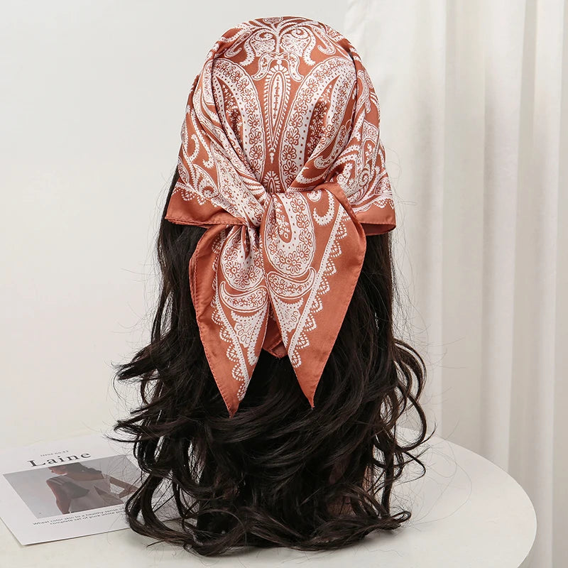 Bohemian Floral Print Silk Scarf