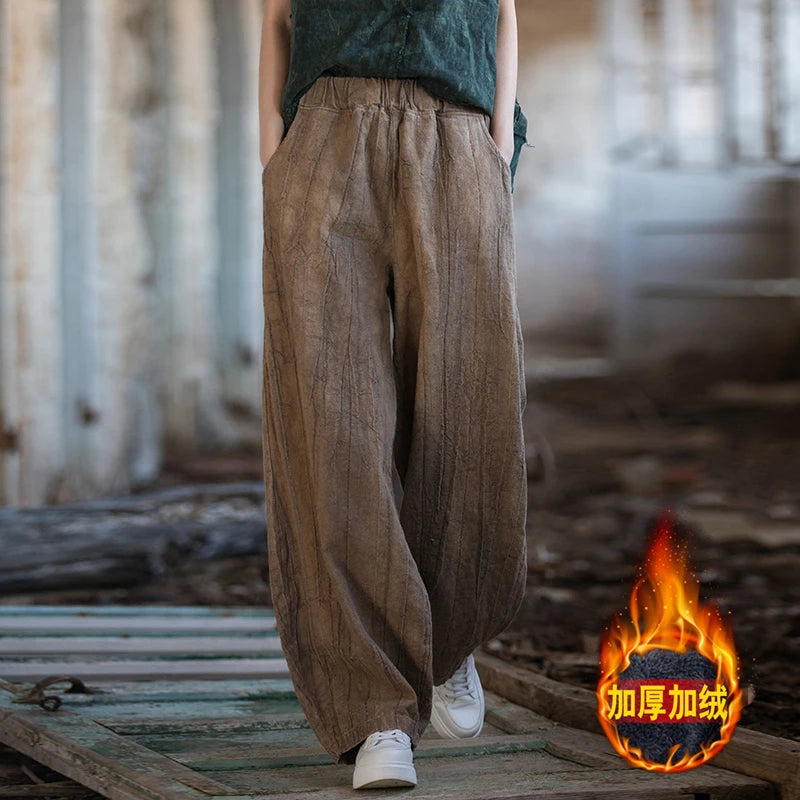 Cotton Linen Baggy Cargo Pants Women