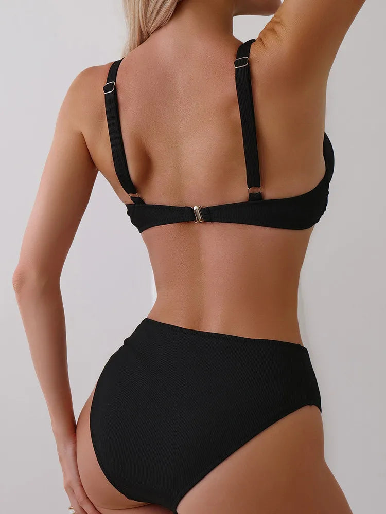 Sexy Two-Piece Solid Beach Bikini