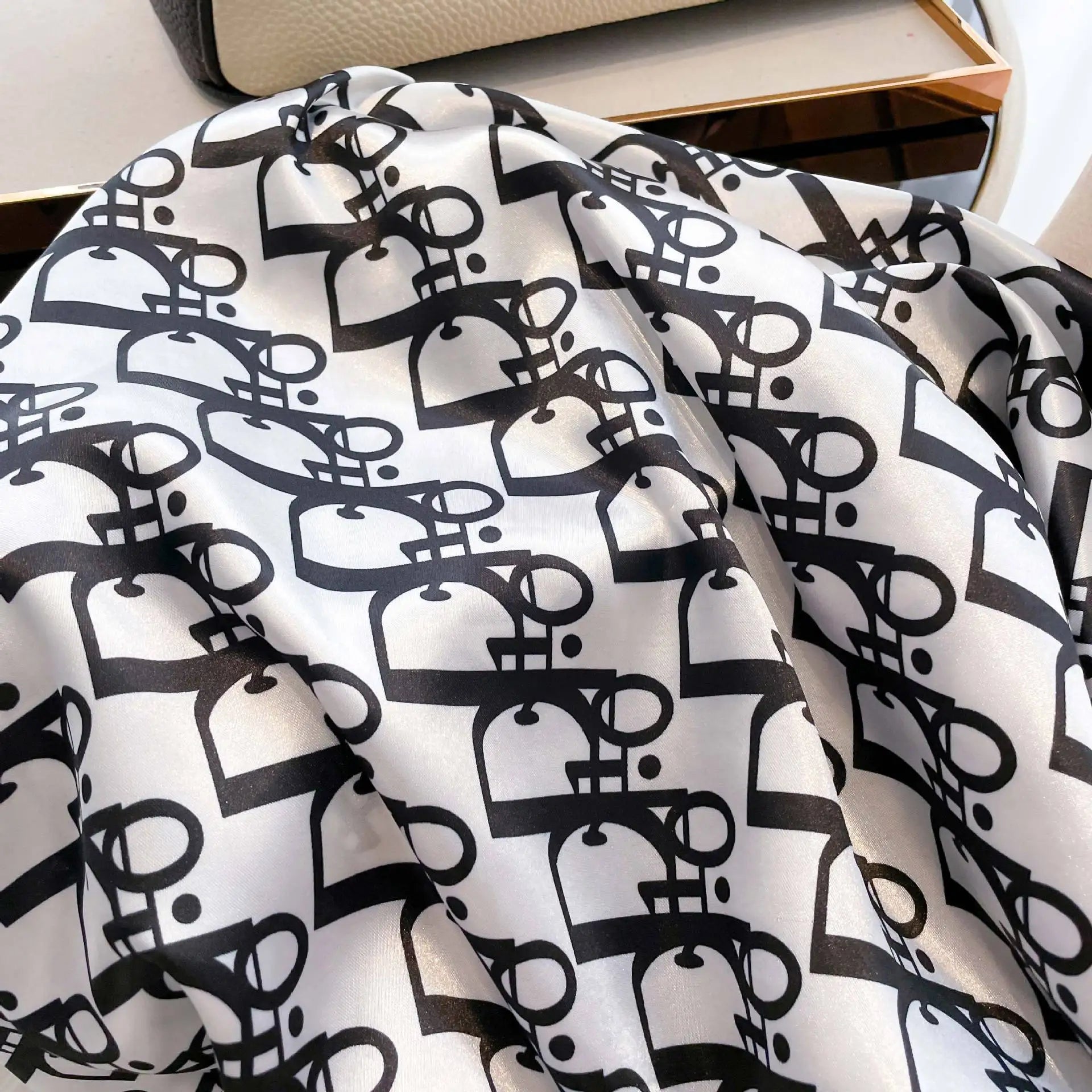 Vintage Printed Silk Neck Hair Scarf