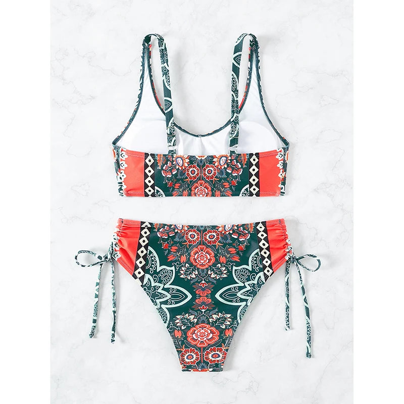 Plus Size Push-Up Floral Bikini Set Women